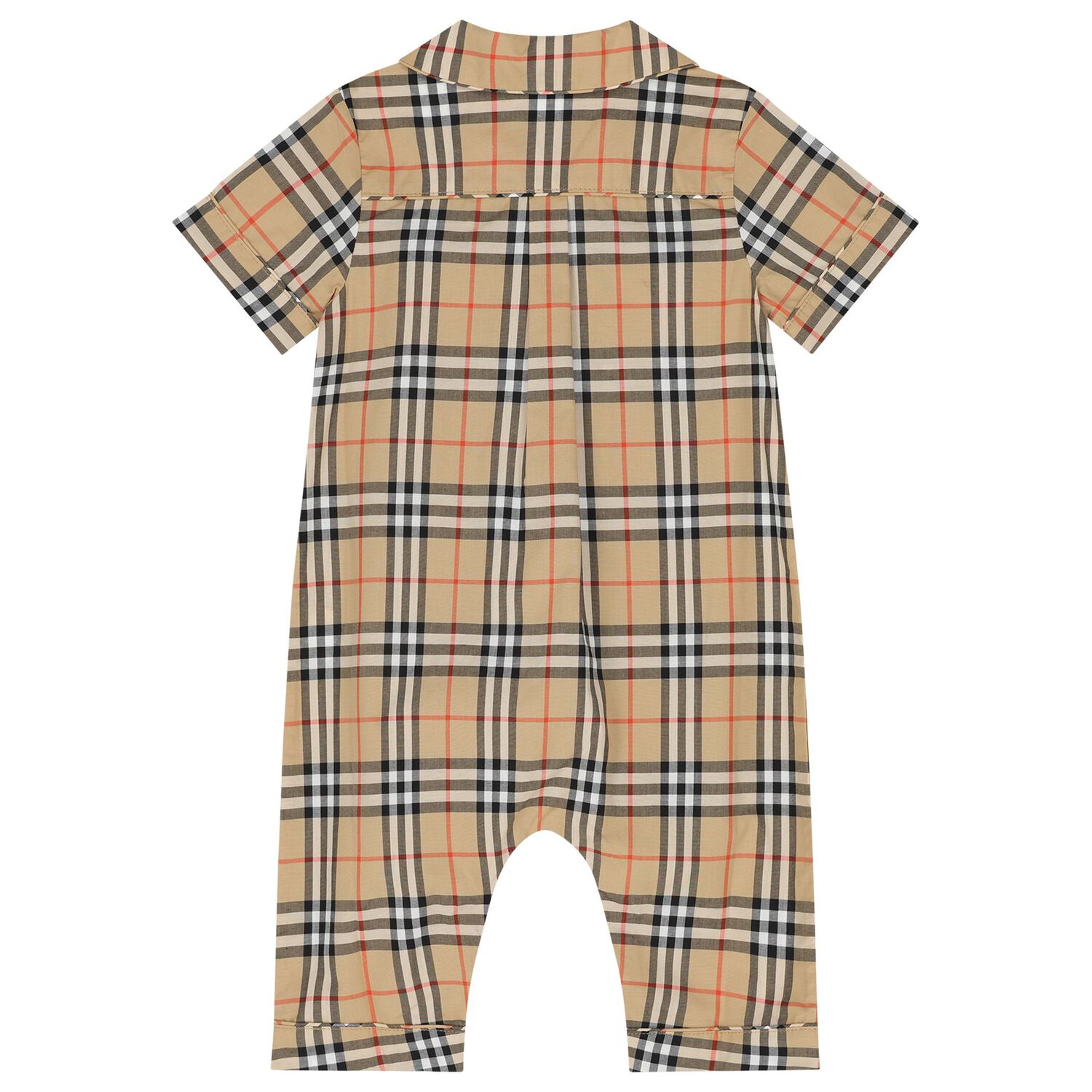 Baby Boys Beige Check Romper, 1, hi-res