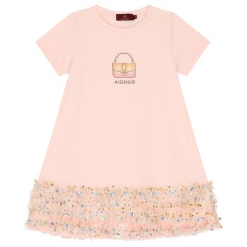 Girls Pink Bag Sequin Dress