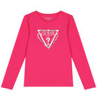 Girls Pink Logo Long Sleeve Top, 1, hi-res