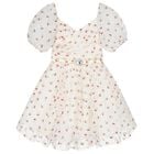 Girls White Floral Tulle Dress, 1, hi-res