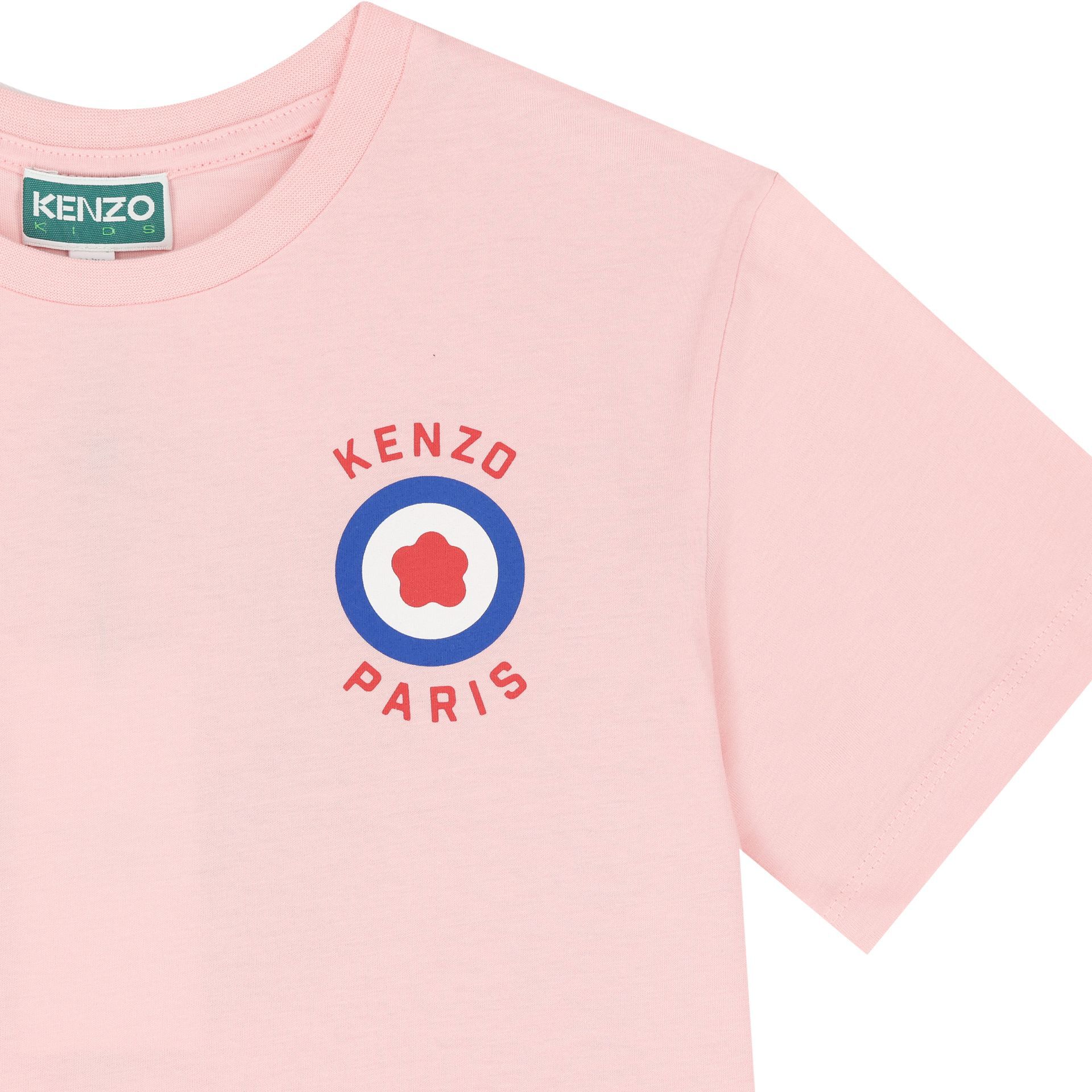 KENZO KIDS Girls Pink Flower Logo T-Shirt | Junior Couture