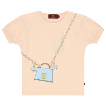 Girls Pink Logo Bag T-Shirt