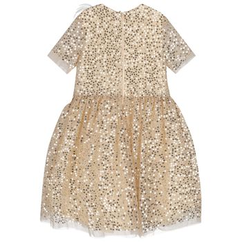 Girls Gold Sequin Tulle Dress
