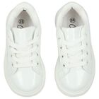 Girls White Hearts Trainers, 1, hi-res