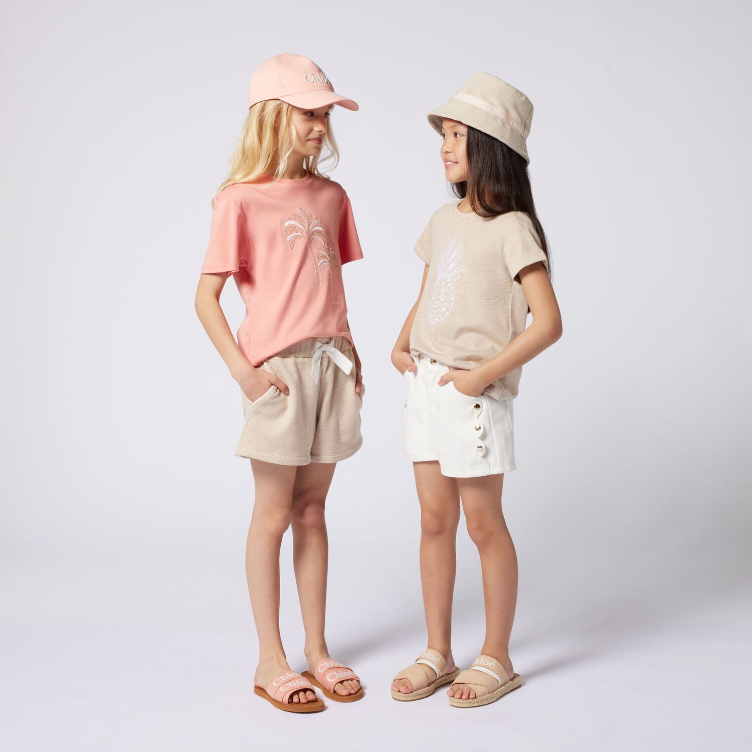 Girls Pink & Beige Logo Sliders, 1, hi-res image number null