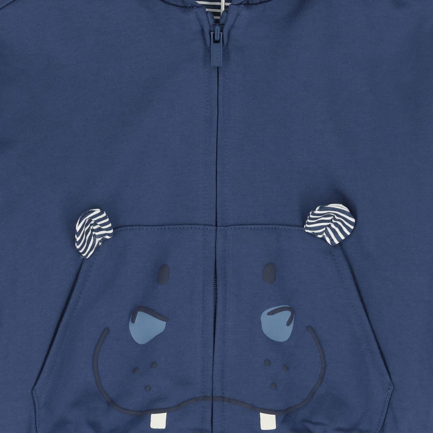 Younger Boys Blue Hooded Zip Up Top, 1, hi-res