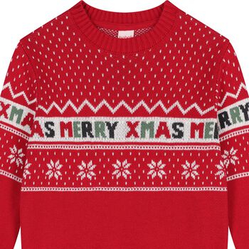 Girls Red Knitted Christmas Sweatshirt