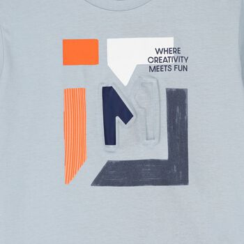 Boys Blue Embossed T-Shirt