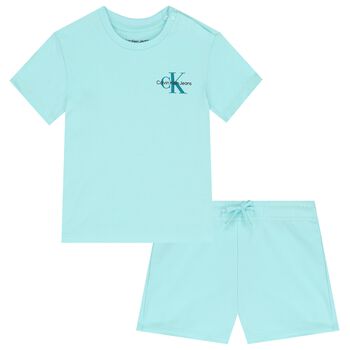 Baby Boys Aqua Logo Shorts Set