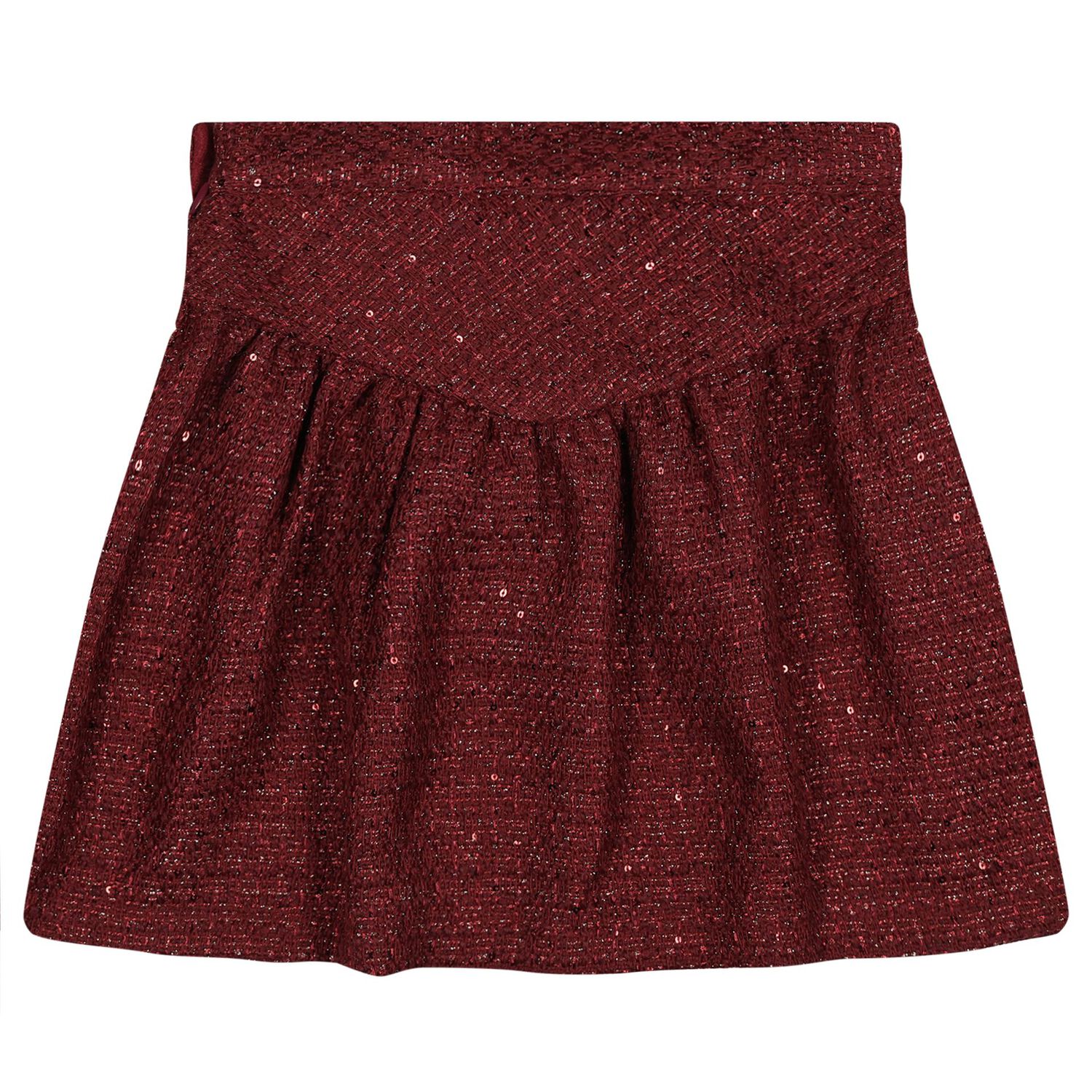 Girls Burgundy & Gold Tweed Frankie Skirt, 1, hi-res