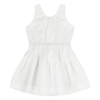 Younger Girls White Check Sleeveless Dress