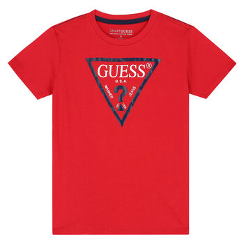 Guess Boys Red Logo T-Shirt, 3 Boys Red Logo T-Shirt