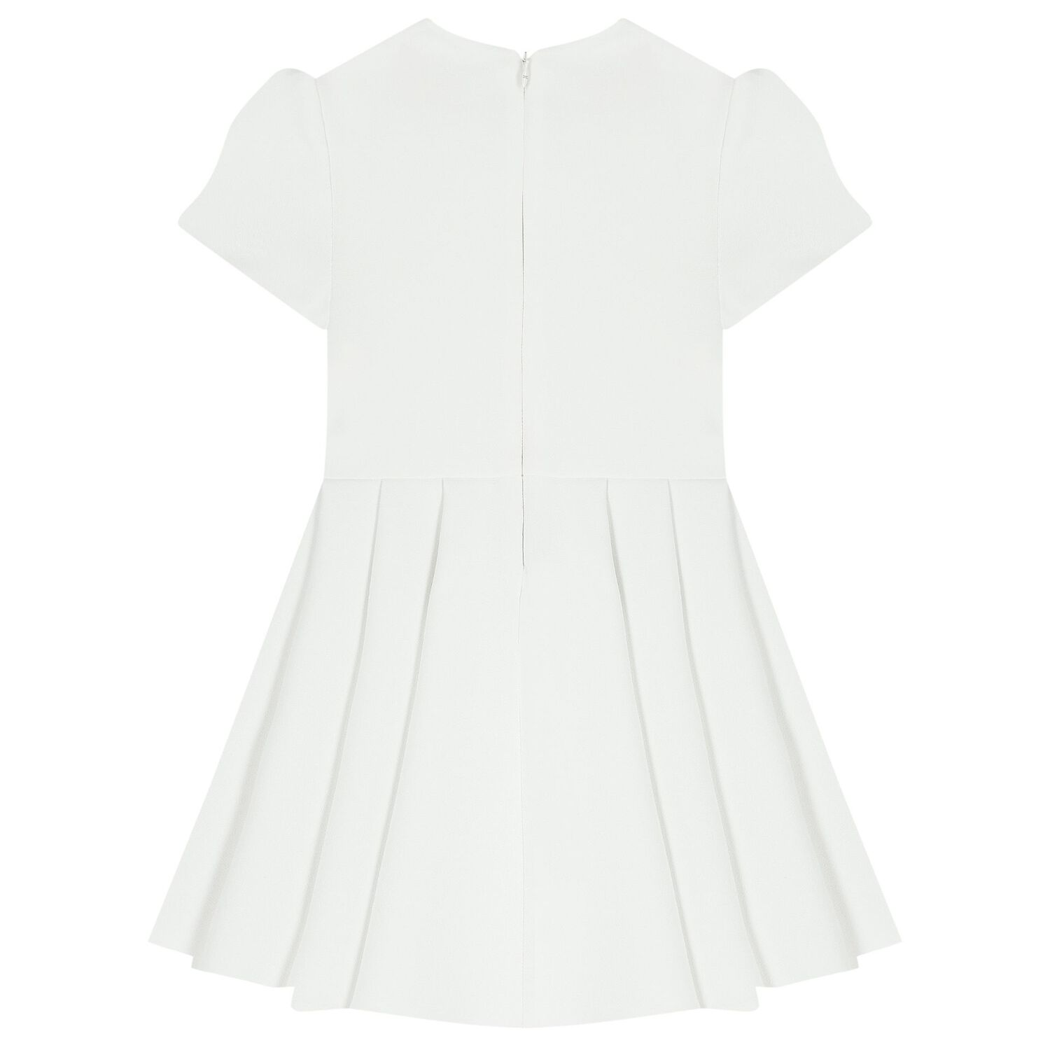 Girls White Diamante Logo Pleated Dress, 4, hi-res