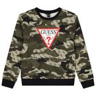 Boys Green Camouflaged Logo Sweatshirt, 1, hi-res