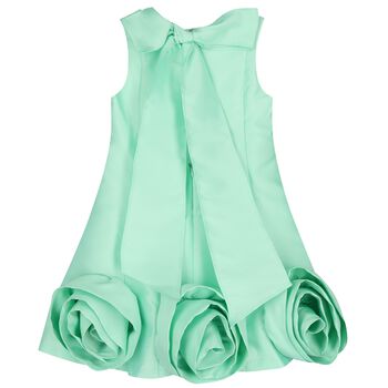 Girls Green Rose Hem Dress