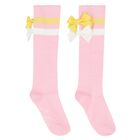 Girls Pink Bow Socks, 1, hi-res
