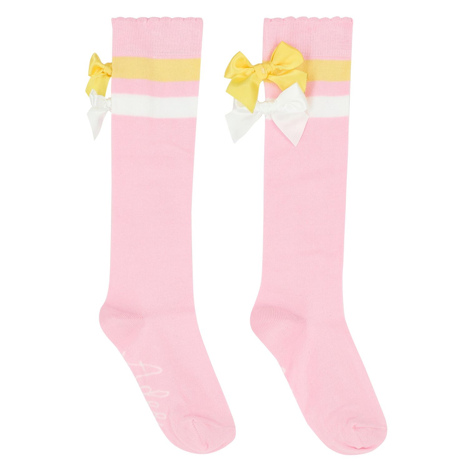 Girls Pink Bow Socks, 1, hi-res