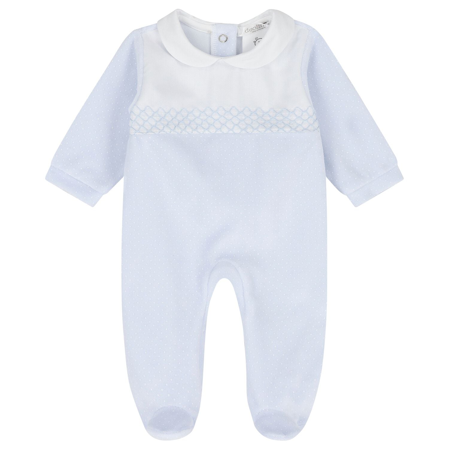 Baby Boys White & Blue Dot Babygrow, 2, hi-res