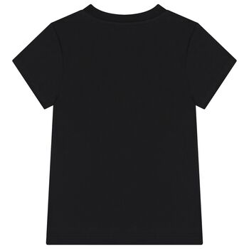 Girls Black Rhinestone Logo T-Shirt 