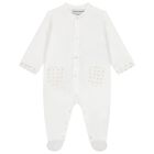 White & Beige Logo Babygrow Set, 1, hi-res