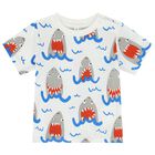 Younger Boys White Shark T-Shirt, 1, hi-res