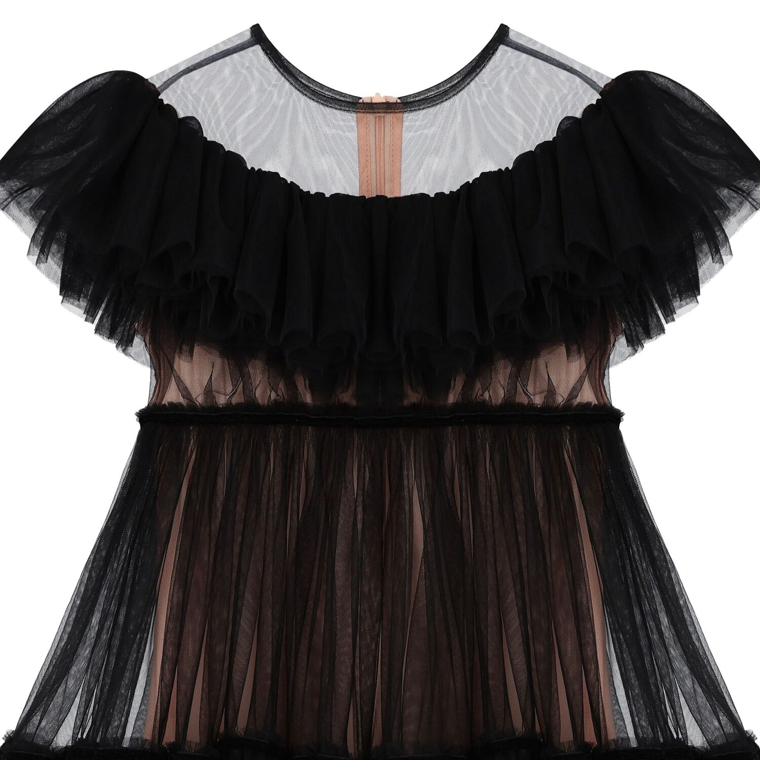 Girls Black Tulle Dress, 1, hi-res