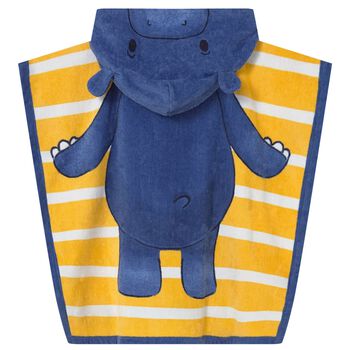 Baby Boys Navy Blue & Yellow Hippo Hooded Towel