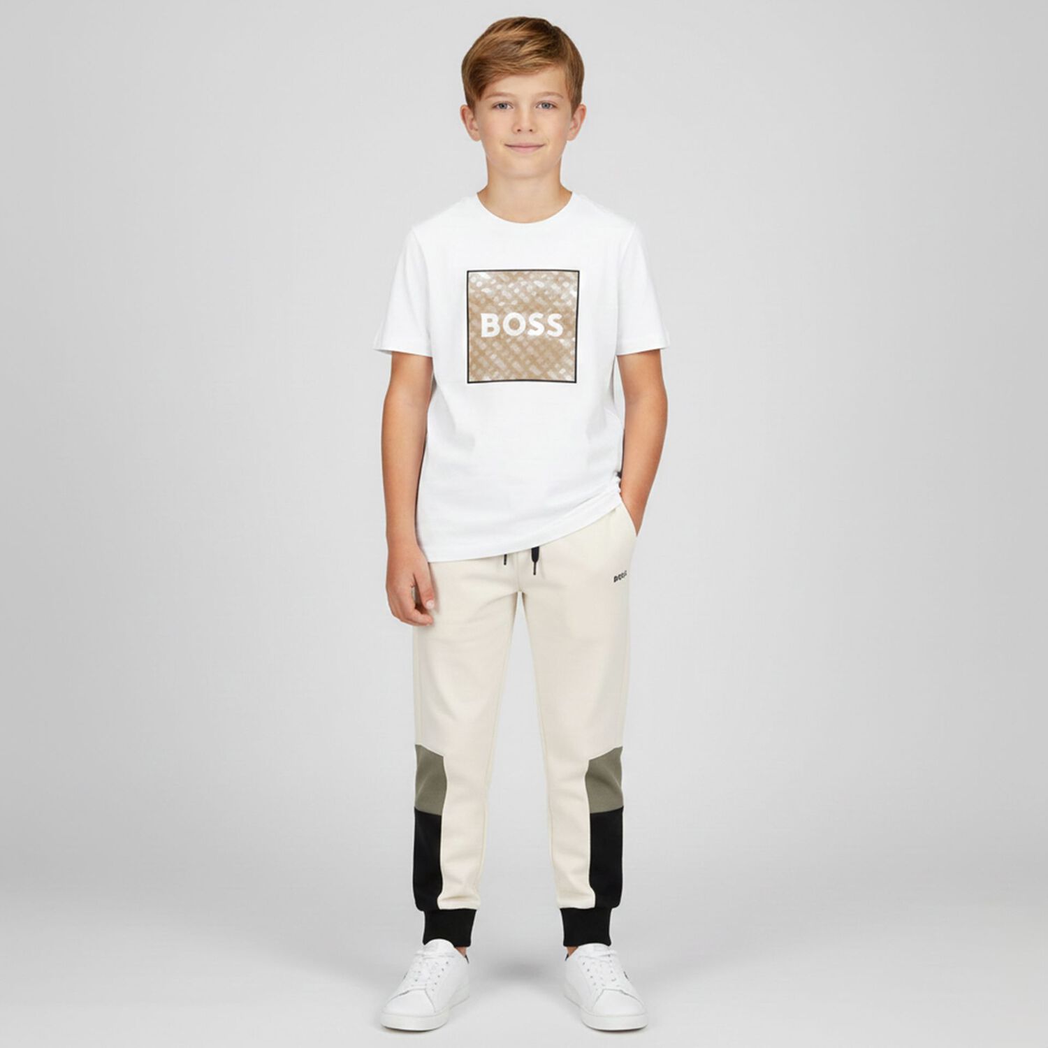 Boys Ivory Logo Joggers, 1, hi-res