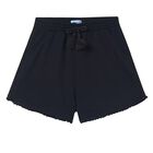 Girls Black Fringe Shorts, 3, hi-res