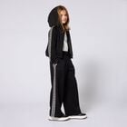 Girls Black Logo Hooded Zip Up Top, 1, hi-res