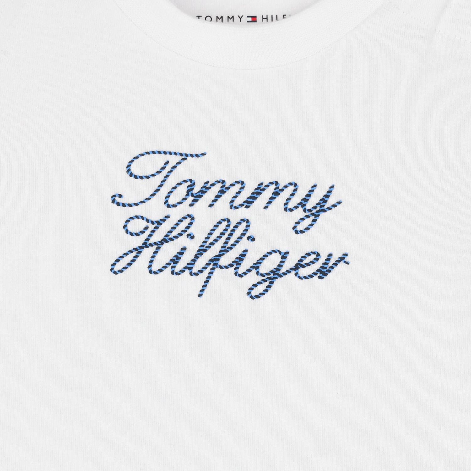 Younger Boys White & Ivory Striped Logo T-Shirts (2 Pack), 1, hi-res