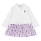 Younger Girls White & Pink Labirinto Dress, 1, hi-res