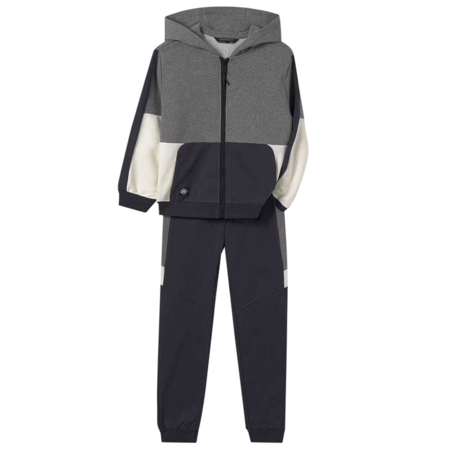 Boys Grey & Navy Blue Tracksuit, 1, hi-res