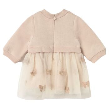Baby Girls Beige Bow Tulle Dress