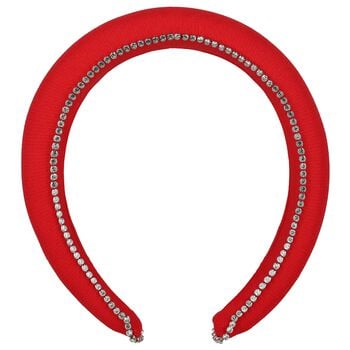 Girls Red Diamante Padded Headband
