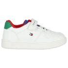 Boys White Logo Trainers, 1, hi-res