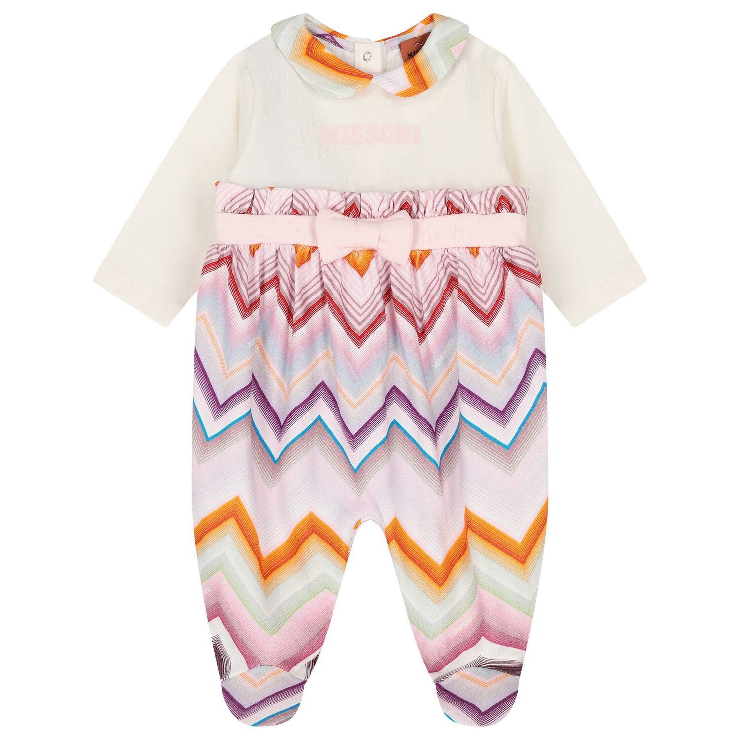 Baby Girls Ivory & Pink Zig Zag Babygrow Gift Set, 1, hi-res