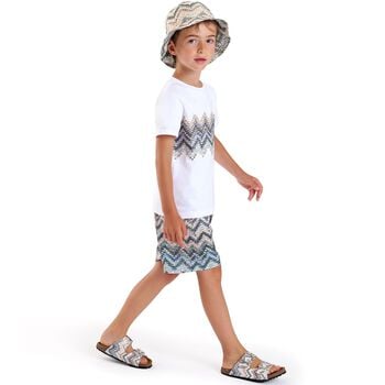 Boys White Logo Zig Zag T-Shirt
