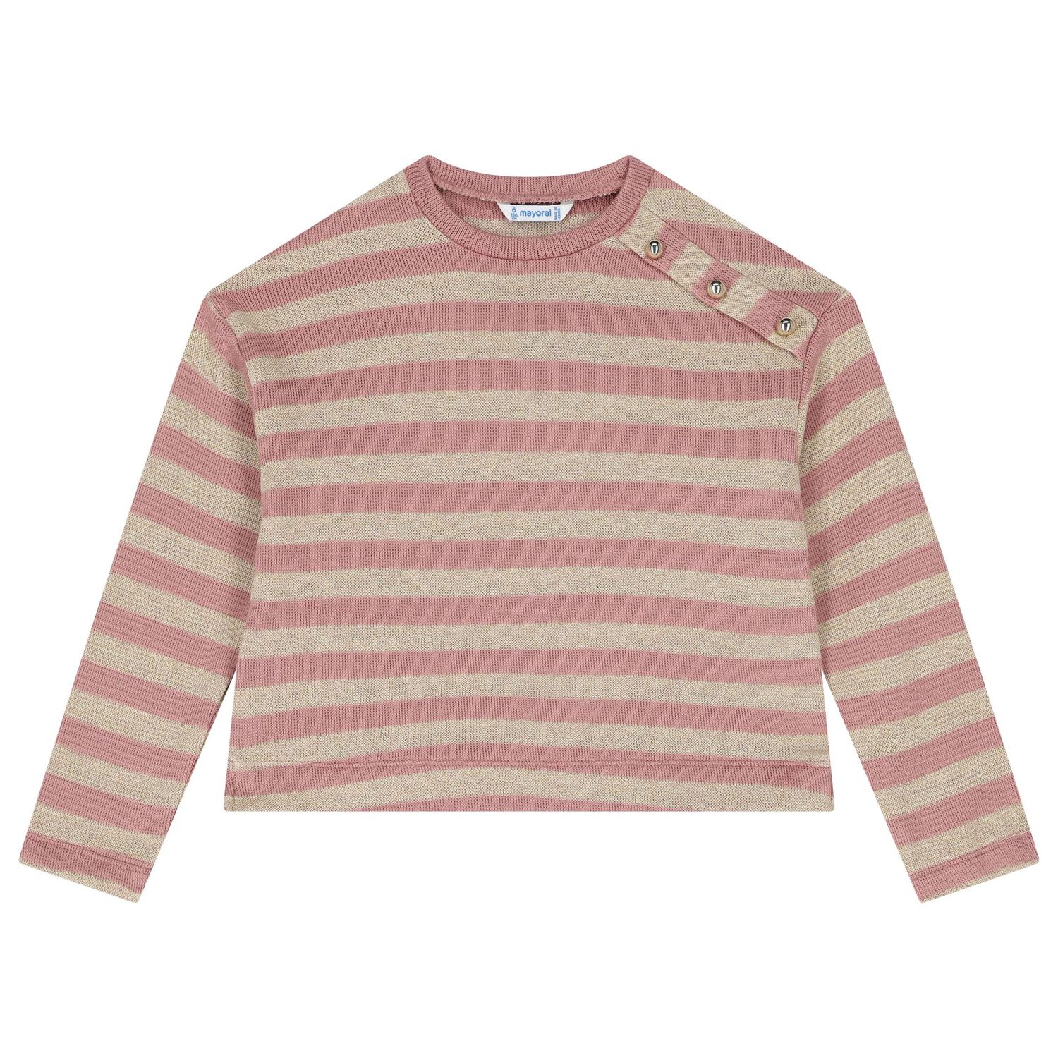 Girls Pink & Beige Striped Dress Set, 1, hi-res