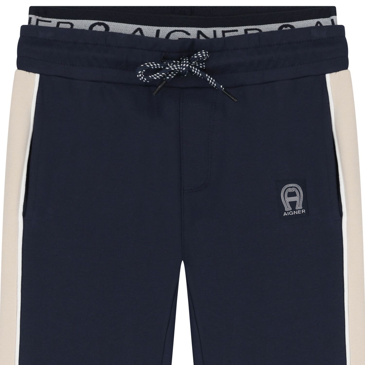 Boys Navy Blue Logo Joggers, 1, hi-res