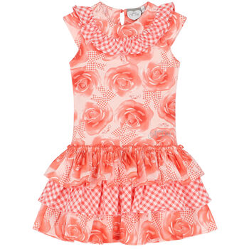 Girls Coral Roses Dress