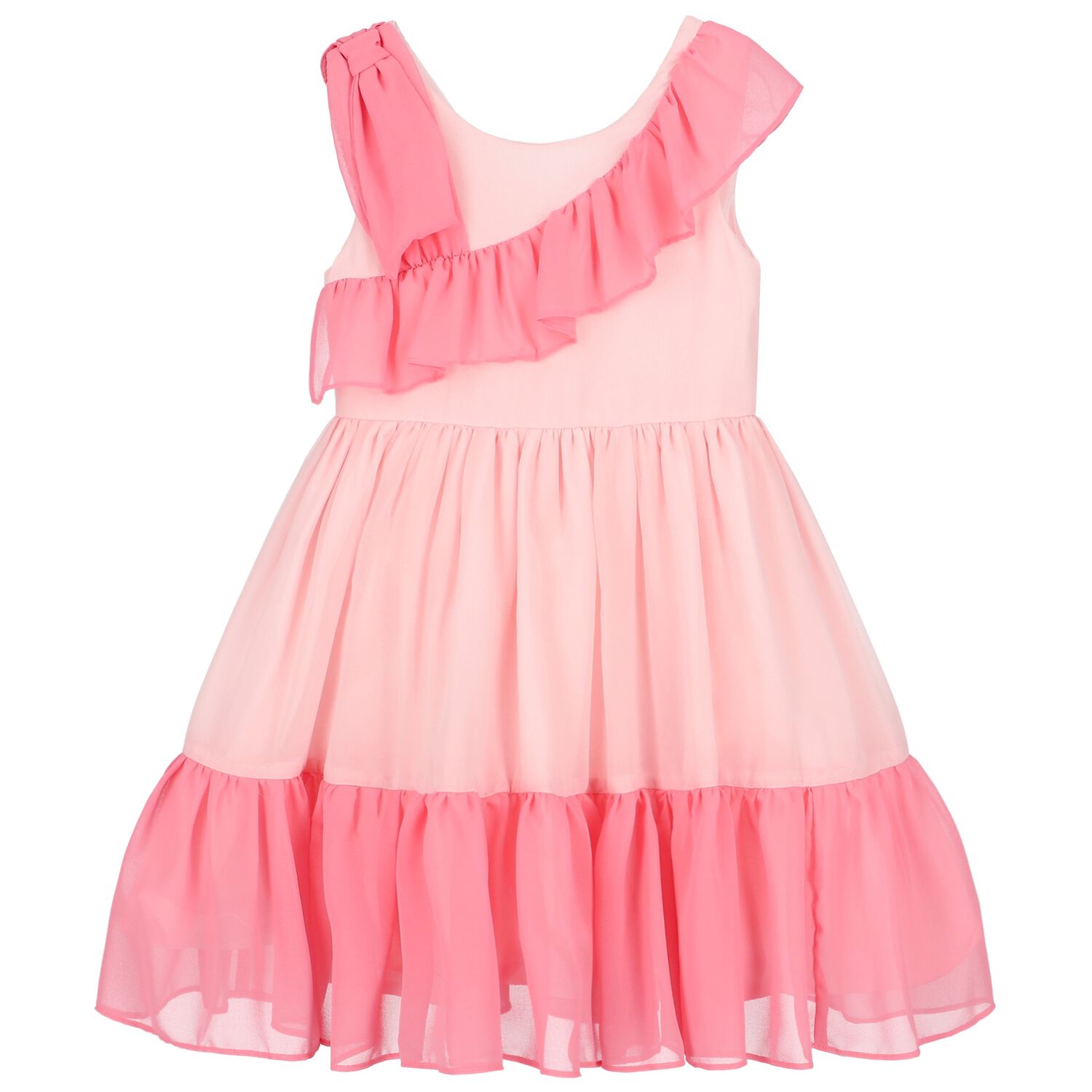 Girls Pink Chiffon Dress, 1, hi-res
