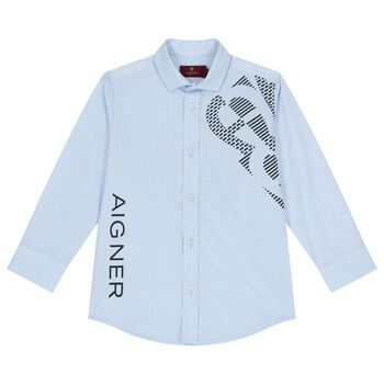 Aigner Boys Blue Logo Shirt, 1 Boys Blue Logo Shirt