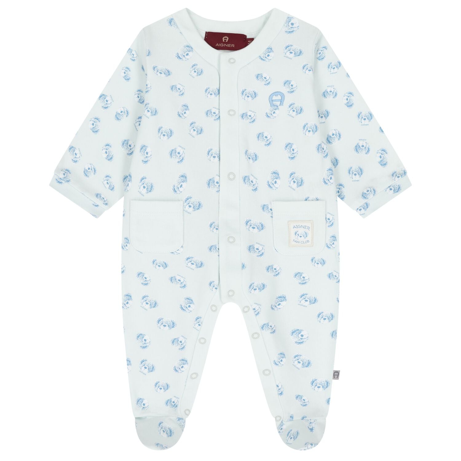 Baby Boys Blue Teddy Bear Logo Babygrow, 2, hi-res
