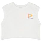 Girls White Sleeveless Top, 1, hi-res