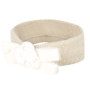Mayoral Baby Girls Ivory Flower & Bow Headband, 2 Baby Girls Ivory Flower & Bow Headband