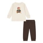 Baby Boys Ivory & Beige Polo Bear Tracksuit, 1, hi-res