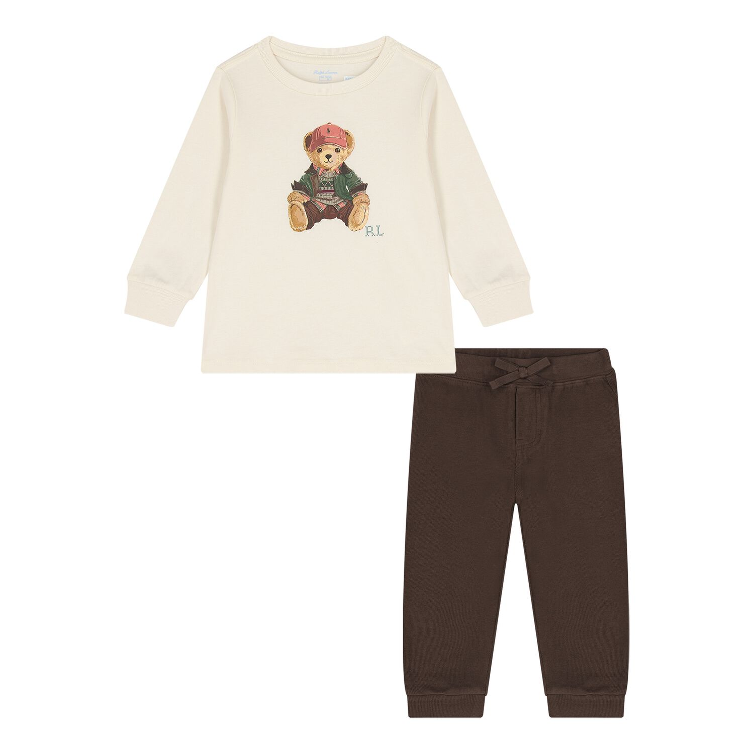 Baby Boys Ivory & Beige Polo Bear Tracksuit, 1, hi-res