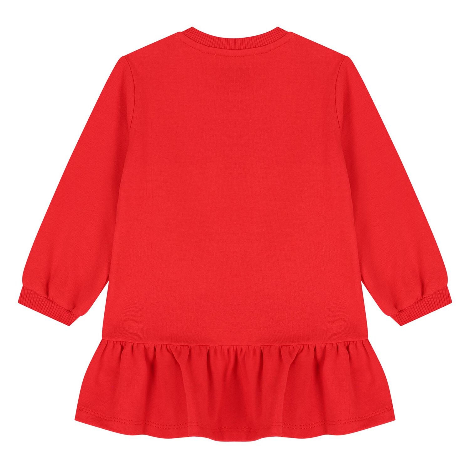 Younger Girls Red Teddy Bear Logo Dress , 2, hi-res