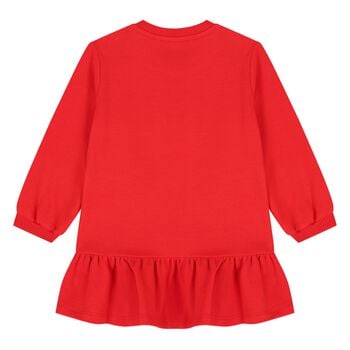 Younger Girls Red Teddy Bear Logo Dress 